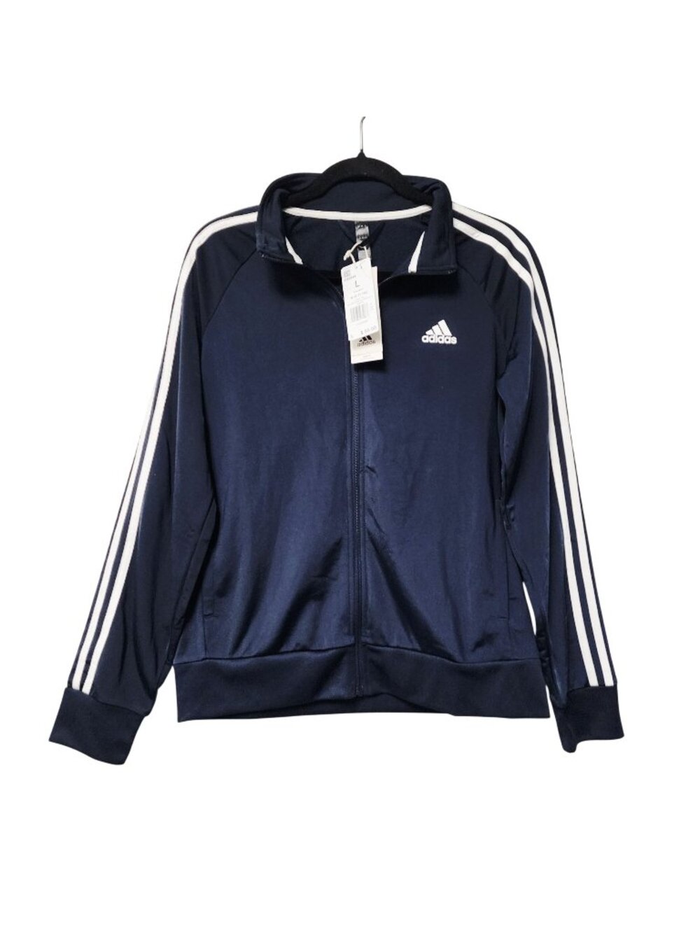 Adidas Womens 3-Stripes Track Top Slim Fit Legend Ink Blue Size L New